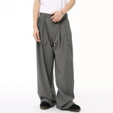 Hearujoy Trend Men's Suit Pants Free Draping Pleated Droop Bottom Straight Wide Leg Solid Color Male Casual Bottom Summer 9C6592